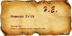 Hamvas Erik névjegykártya